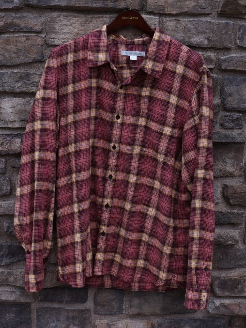 Outerknown Men’s Large Organic Cotton Plaid Button-Up Shirt